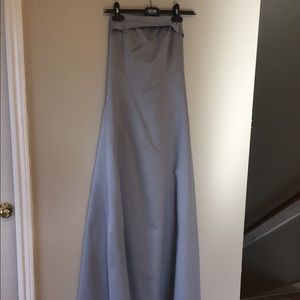 Gray strapless satin gown formal dress